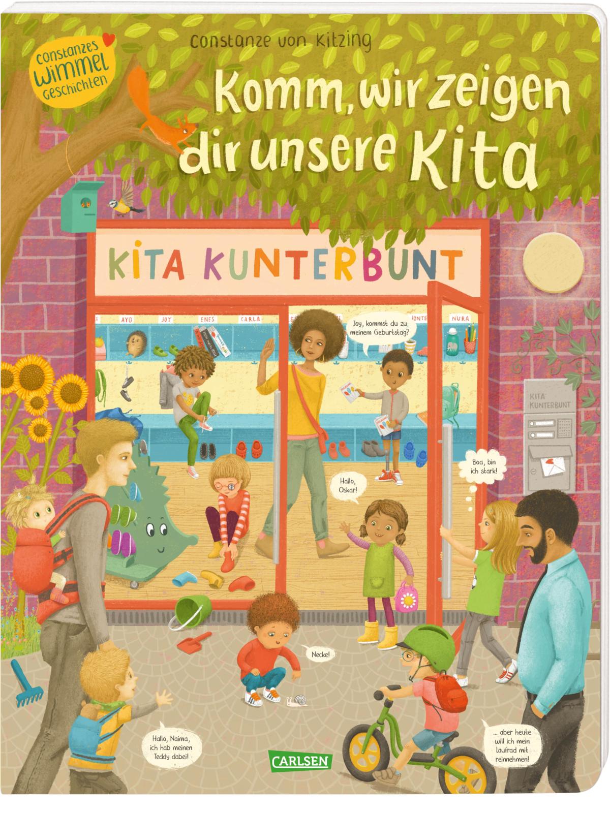 Constanze von Kitzing, Wimmelbuch, Kindergarten, Vielfalt, Diversity, Familie, vorlesen, Kinder, Eingewöhnung, Bilderbuch, Pappbilderbuch